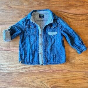 Genuine Kids by OshKosh Patterned Blue long Sleeved Button Front Shirt